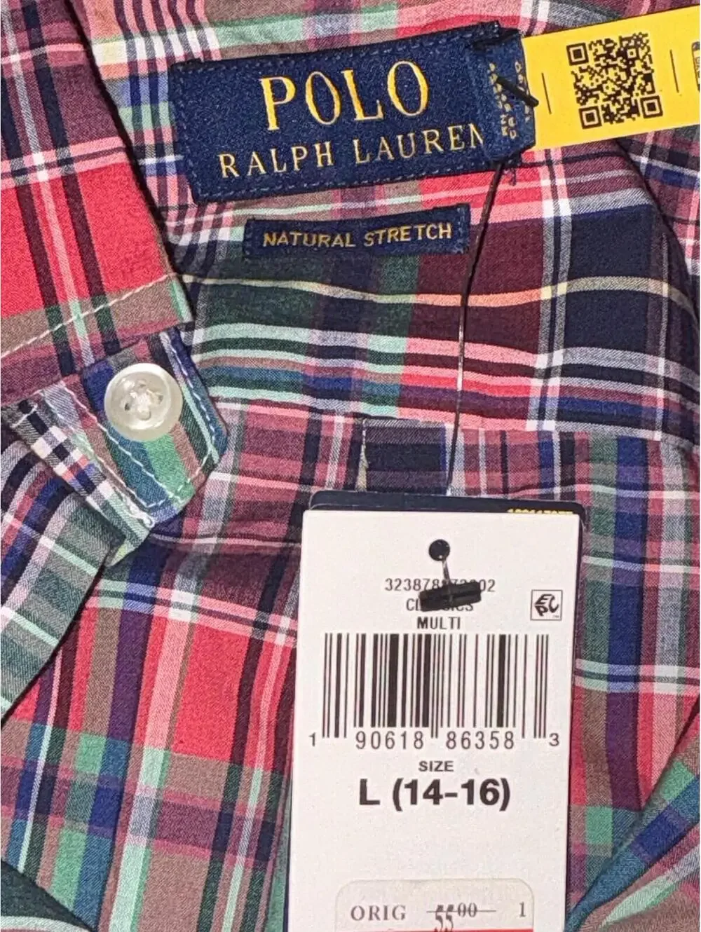 Polo Ralph Lauren Shirt Boys Size Large Plaid Button Up Colorful